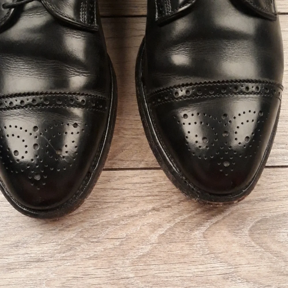 ALLEN EDMONDS Sanford Black Leather Sz‎ 9 B Mens Cap Toe Lace Up Dress Shoes